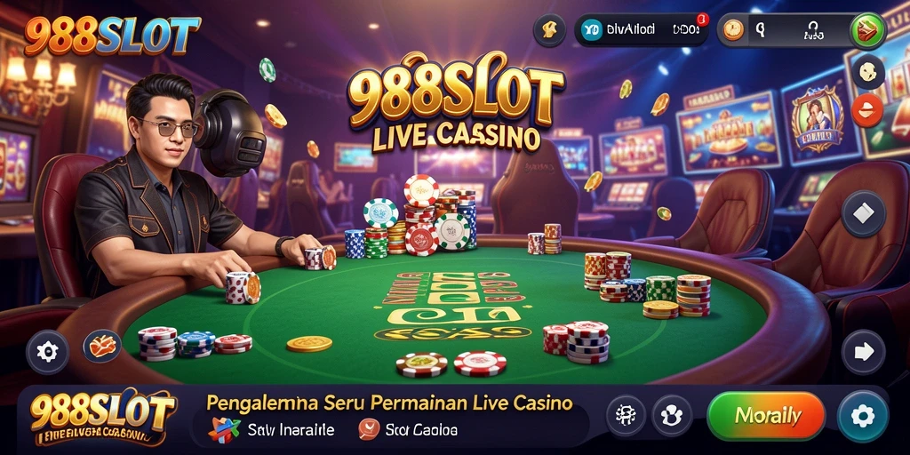Tampilan gameplay Live Casino di 988SLOT yang menarik dan interaktif.