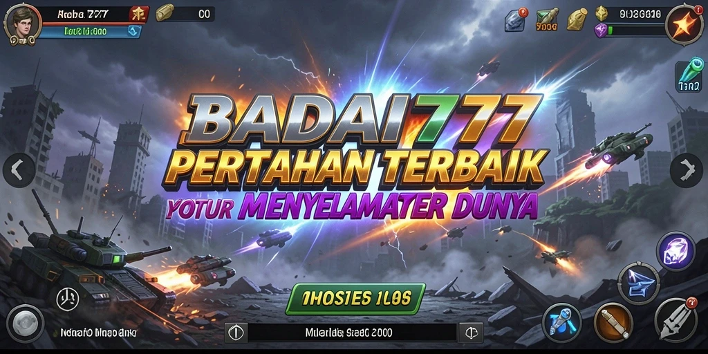 Screenshot gameplay BADAI777 menampilkan menara dan musuh dalam pertempuran seru.