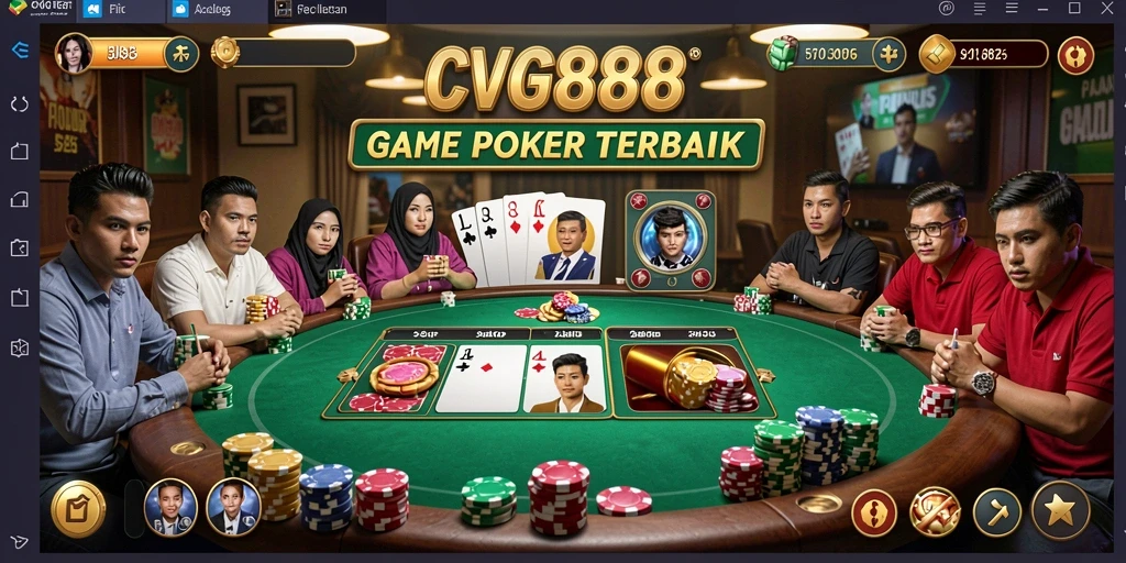 Tampilan gameplay menarik dari CVG8888 dengan suasana poker yang menggembirakan.
