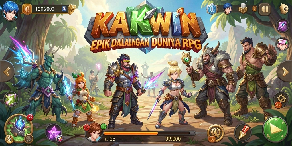 Tampilan gameplay RPG menakjubkan KAKWIN yang penuh aksi.
