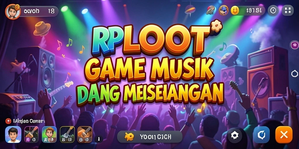 Gambar tampilan gameplay RPLOOT yang penuh warna dan interaksi musik.