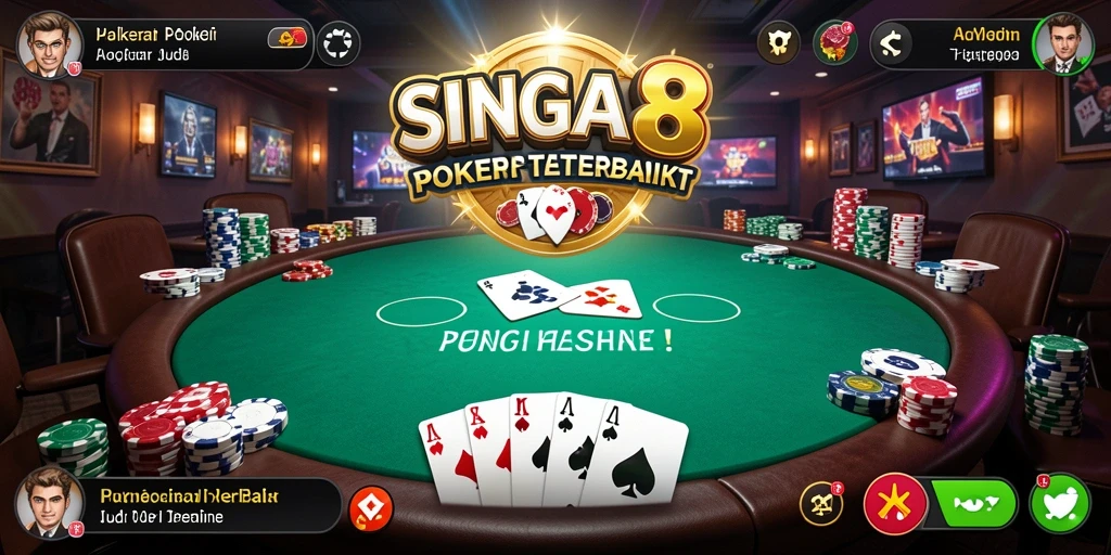 Screenshot gameplay SINGA8 dengan aksi poker yang seru.
