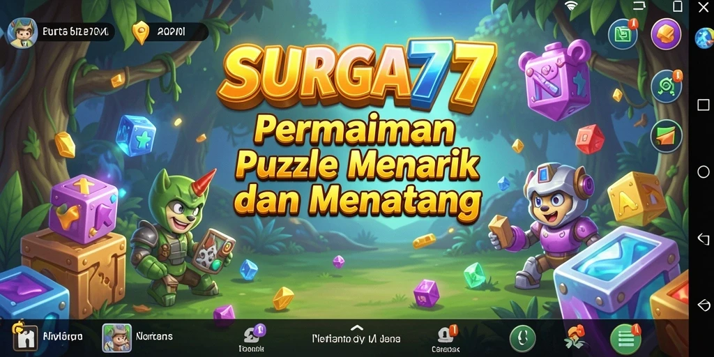 Tampilan gameplay SURGA77 dengan beragam puzzle yang menantang.